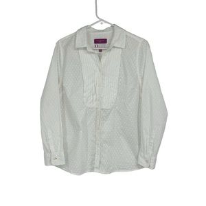 *Talbots 12P The Oprah Magazine Collection Cotton White Swiss Dot Pintuck Blouse